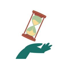 Hand holding a sand watch icon Vector