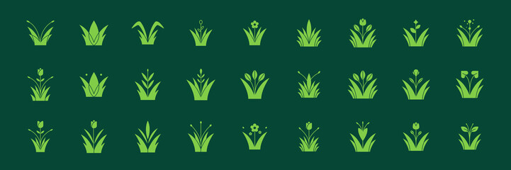 kind of plant flowers gardening botanical agriculture flat modern minimal icon set collection sign symbol logo design vector illustration