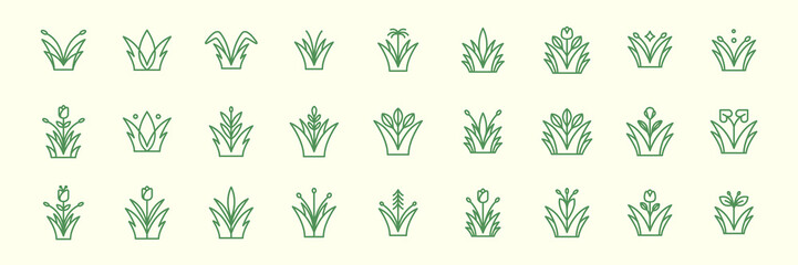 kind of plant flowers gardening botanical agriculture line style minimal icon set collection sign symbol logo design vector illustration