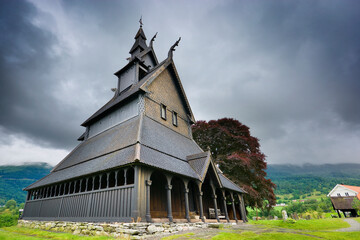 Hopperstad stave church in Vik, Norway - 678379411