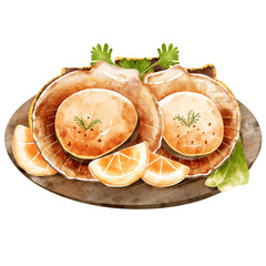 PNG scallop seafood sticker on plate 