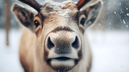 Closeup of A Reindeer Snout - obrazy, fototapety, plakaty