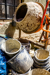 typical cement mixer at a construction site