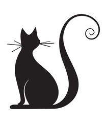 Abstract drawing black cat silhouette,eps file,print ready,wall art elements