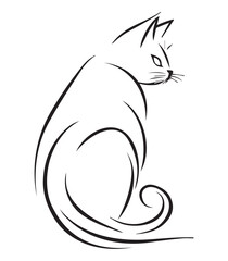 abstract line art drawing cat vector,print ready,reeditable,eps