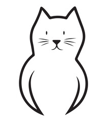 cat face silhouette drawn in minimalist style, line drawing, eps