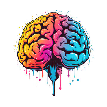 human brain . Clipart PNG image . Transparent background . Cartoon vector style . Generative AI 