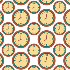Wall watch icon Pattern background Vector