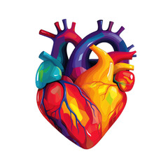 human heart . Clipart PNG image . Transparent background . Cartoon vector style . Generative AI 
