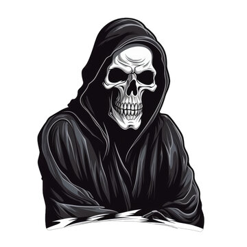 grim reaper the death . Clipart PNG image . Transparent background . Cartoon vector style . Generative AI 