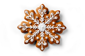 Gingerbread cookie isolated on transparent background, png file