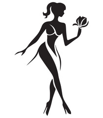 black and white beautiful woman silhouette,minimalist woman illustration vector,print ready,editable eps