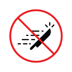 Forbidden knife Prohibited Warning, caution, attention, restriction label danger. DO not use Knife vector icon. Knife flat sign design. No Knife symbol pictogram UX UI