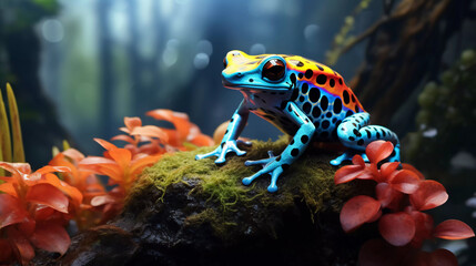 A colorful rainforest poison dart frog