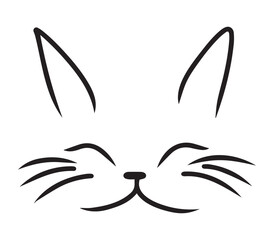 Cute cat silhouette drawing, line drawing art, cartoon drawing, print ready, clip art, mascot cat