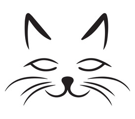 Cute cat silhouette drawing, line drawing art, cartoon drawing, print ready, clip art, mascot cat
