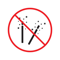 No magic wand icon. Forbidden magic wand icon. No magic vector symbol. Prohibited vector icon. Warning, caution, attention, restriction flat sign design. Do not pictogram UX UI