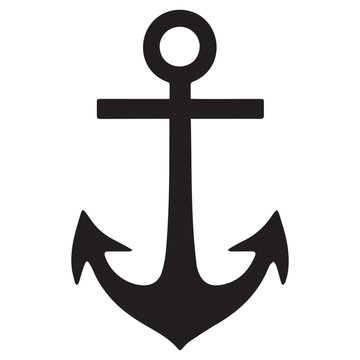 Ship anchor icon in black. Boat. Vector on isolated white background. EPS