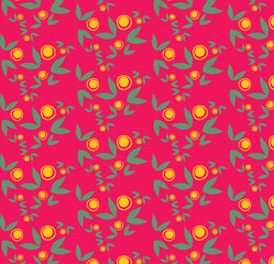 Fototapeta premium Seamless watercolor floral pattern - pink blush flowers elements, green leaves branches on dark black background; for wrappers, wallpapers, postcards, greeting cards, wedding invites, romantic