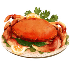 PNG hand draw of steamed crabs on plate