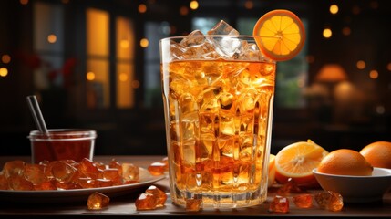 big_glass_of_apple_juice_cocktail_and_ice_cubes_some_UHD Wallpaper