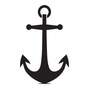 black and white sailor anchor vector drawing, ready to print, EPS, cutting file, clip art