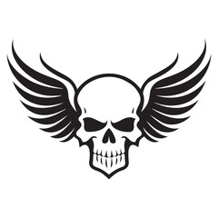 skull vector illustration with wings,for tattoo.print ready,editable,clip art