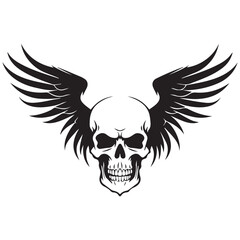 winged skull vector tattoo drawings, ready for print, sticker, eps