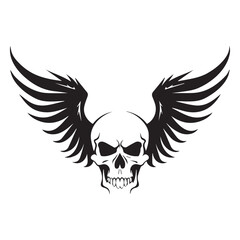 skull vector illustration with wings,for tattoo.print ready,editable,clip art