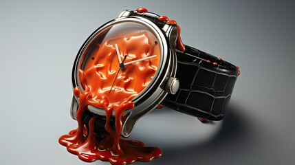 wrist watch melting, time running out - obrazy, fototapety, plakaty