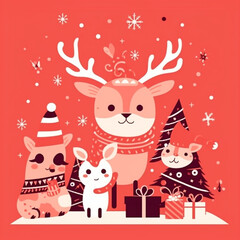 Christmas red background. AI Generated