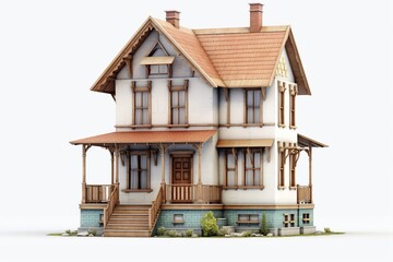 3d house model isolated on white background.
