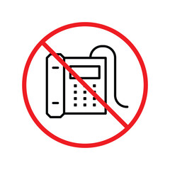 No Office phone icon, Office phone vector flat sign design. Phone symbol pictogram. Forbidden Prohibited Warning, caution, attention, restriction label danger. UX UI