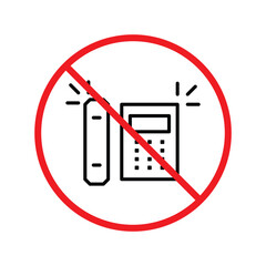 No Office phone icon, Office phone vector flat sign design. Phone symbol pictogram. Forbidden Prohibited Warning, caution, attention, restriction label danger. UX UI