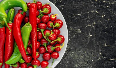Different type hot Chili Pepper, hot spice organic background	