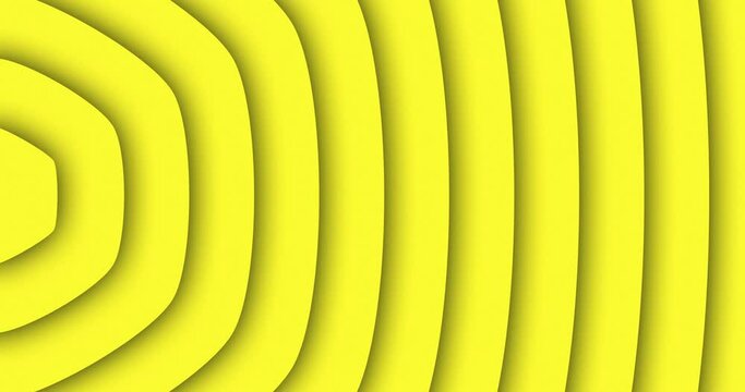 Yellow color rounded half hexagon slowly growing from left side. Seamless loop symmetrical animation. Abstract hexagon shape motion graphics background.