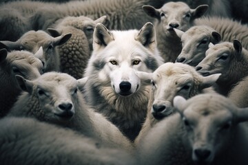Wolf in sheep's clothing.	 - obrazy, fototapety, plakaty