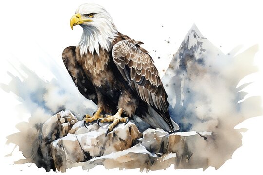 Watercolor painting of angry eagle.