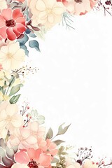 watercolor floral leaf design frame border blank space