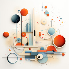 Obraz premium Abstract geometric colored shapes and lines on white background ai generative