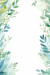 watercolor floral leaf design frame border blank space