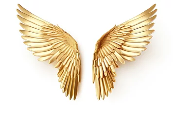 Zelfklevend Fotobehang Golden wings isolated on white background. © Bargais