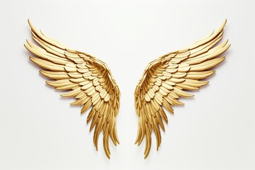 Golden wings isolated on white background. - obrazy, fototapety, plakaty