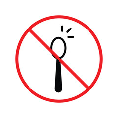 Forbidden spoon vector icon. Prohibited Warning, caution, attention, restriction label danger. No spoon flat sign design. Do not use spoon symbol pictogram. UX UI icon