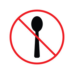 Forbidden spoon vector icon. Prohibited Warning, caution, attention, restriction label danger. No spoon flat sign design. Do not use spoon symbol pictogram. UX UI icon