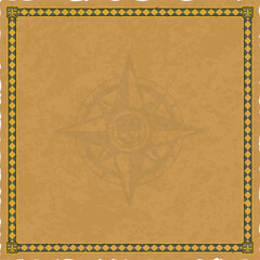 Square Parchment with Fleur de Lis Frame and Skull Compass