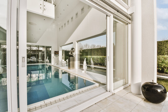 Swimming pool and spa in modern house