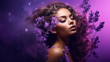 portrait of a woman with lavender makeup, bloom © Zanni