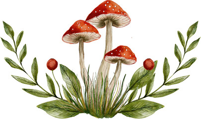 Mushroom watercolor © trihubova