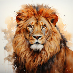 Watercolor Lion Sublimation Clipart illustration Generative Ai